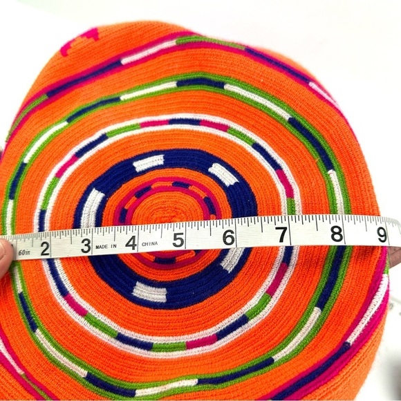 Wayuu Mochila Colombian Handbag Bucket Style Gaza Palete Bright Orange Brand New - Picture 12 of 16